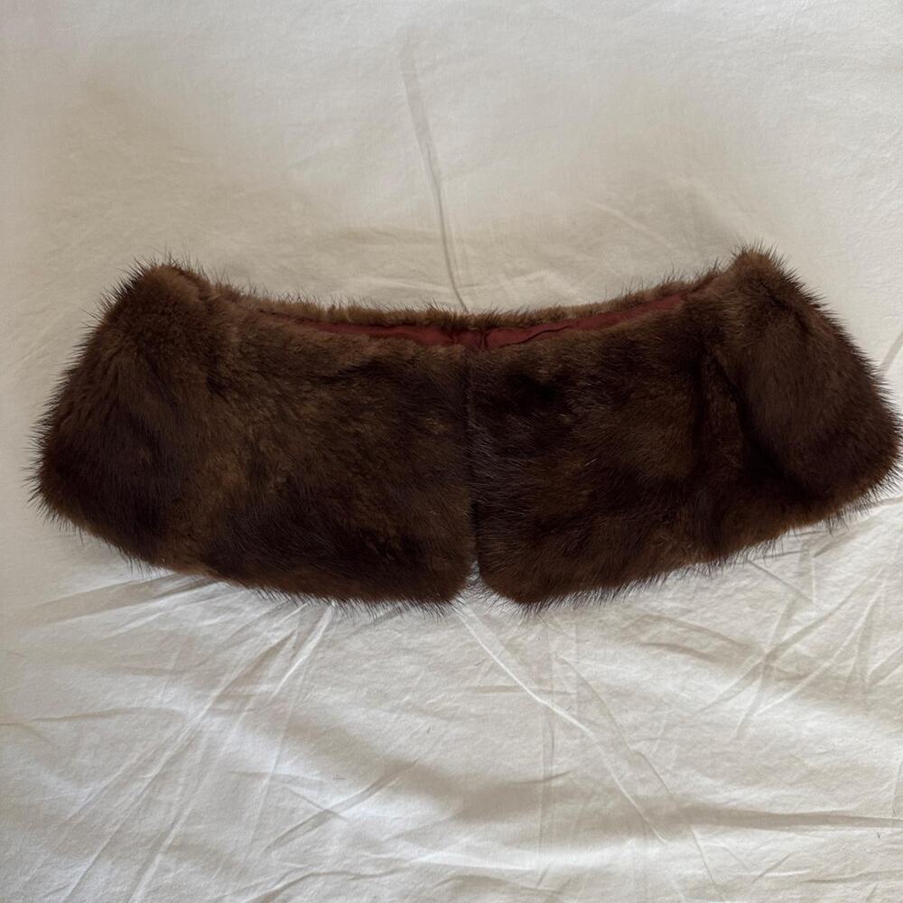 Vintage 50s Brown Genuine Mink Fur Collar